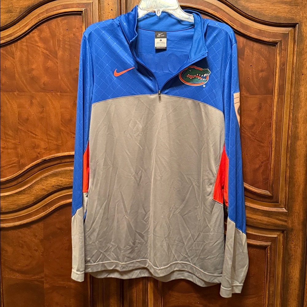 Like New! Nike Florida Gators Blue and Gray Quarter Zip with Orange Accents